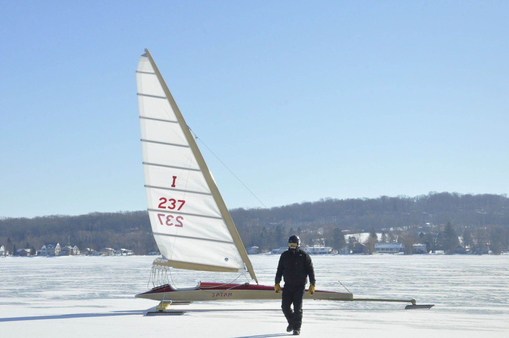 Ice boating on Lake Como